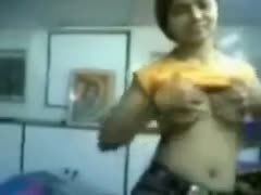 Amateur cute Indian dark brown flashes tight tits and gives wonderful BJ